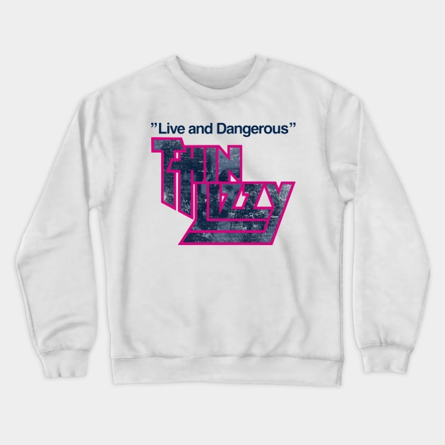 thin lizzy distressed graphic Crewneck Sweatshirt by HAPPY TRIP PRESS